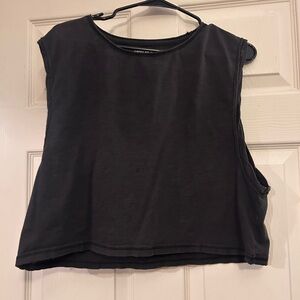 American Eagle Outfitters Charcoal Cropped Muscle Tee